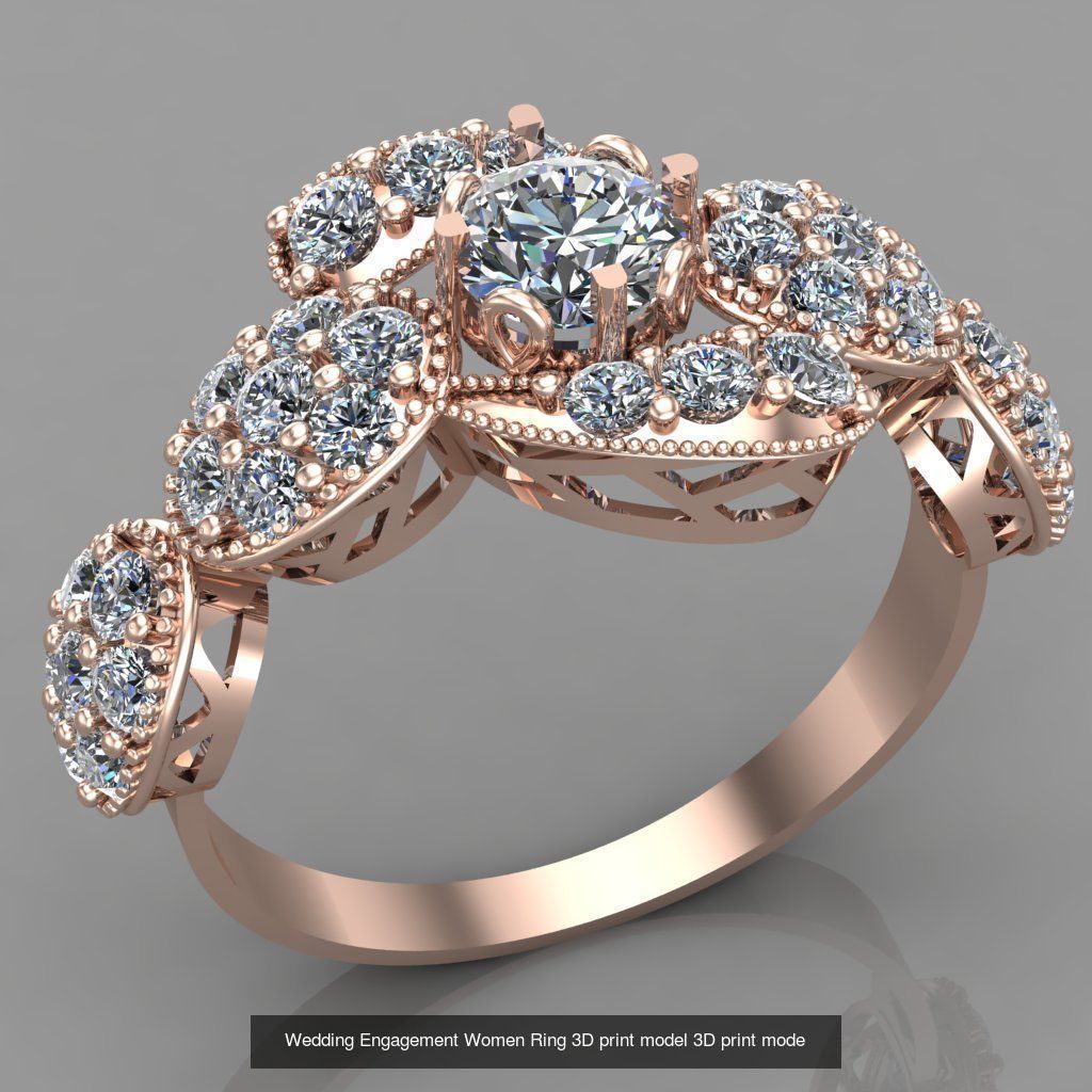 Wedding Engagement Women Rings 3D print model 3D Model Collection_48