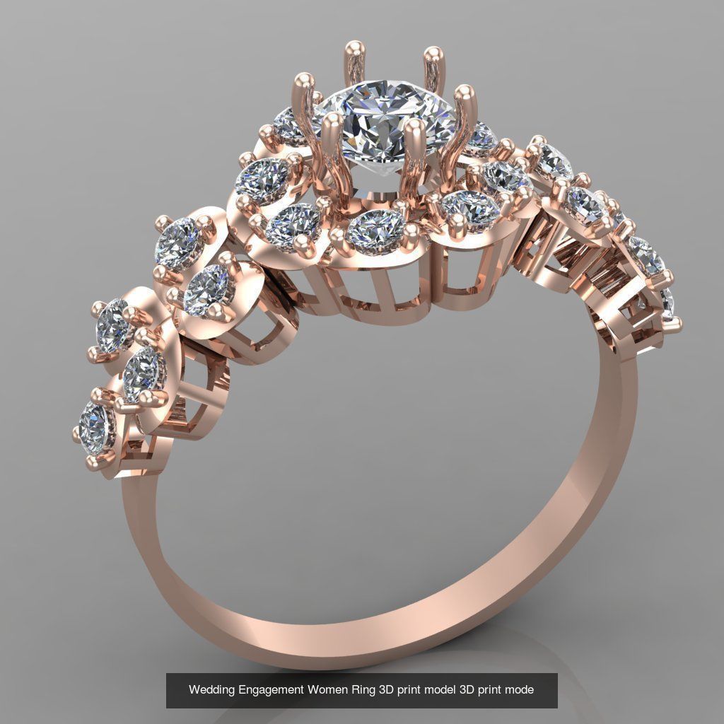 Wedding Engagement Women Rings 3D print model 3D Model Collection_43