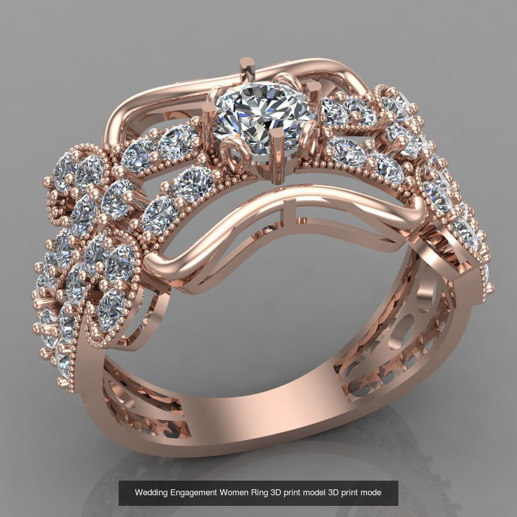 Wedding Engagement Women Rings 3D print model 3D Model Collection_46