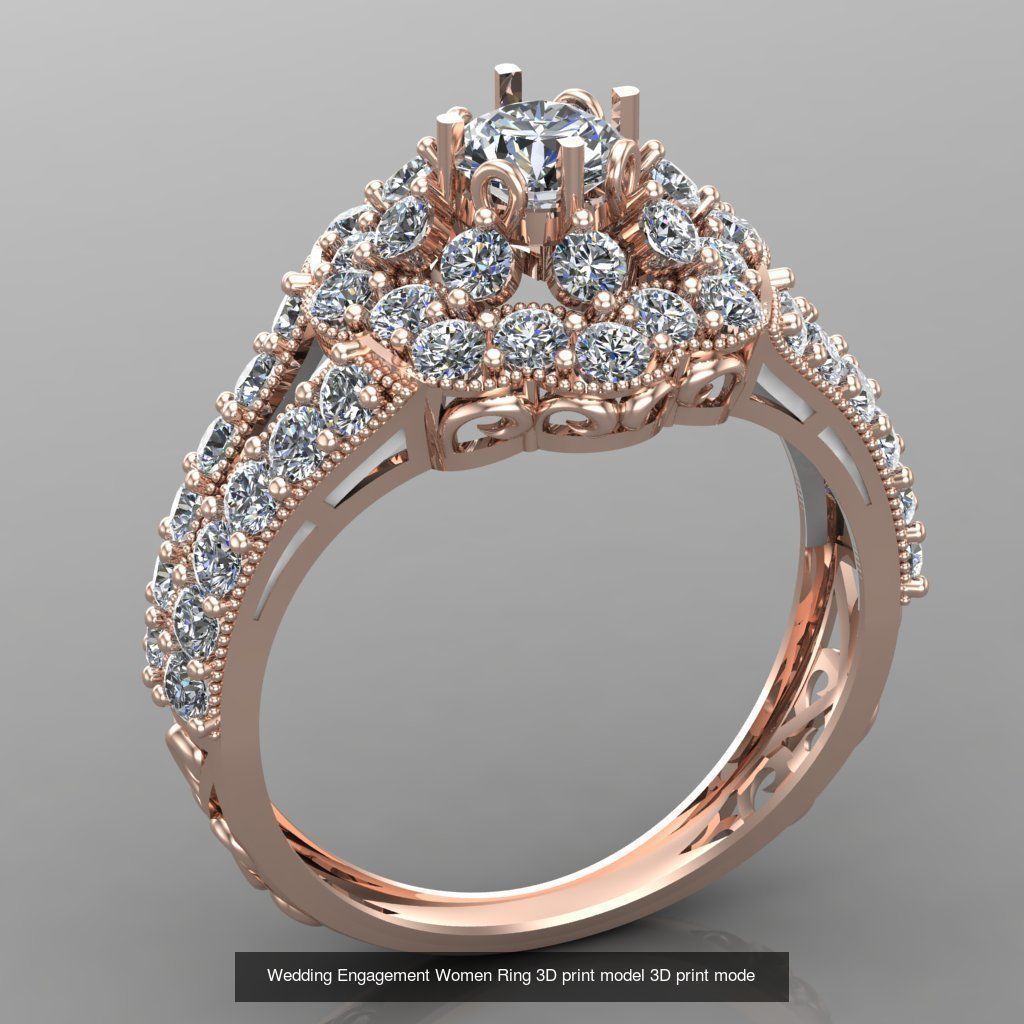 Wedding Engagement Women Rings 3D print model 3D Model Collection_42