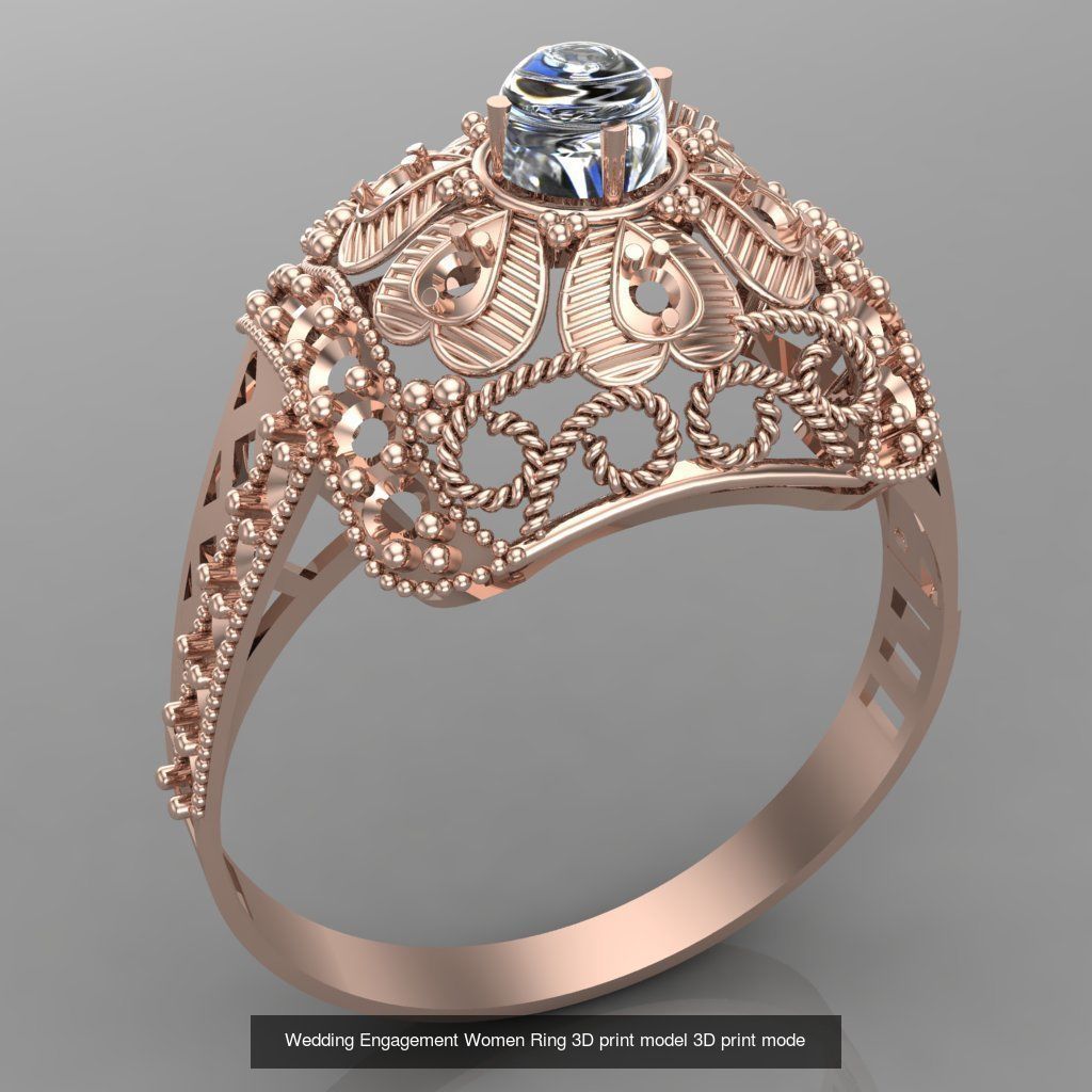 Wedding Engagement Women Rings 3D print model 3D Model Collection_54