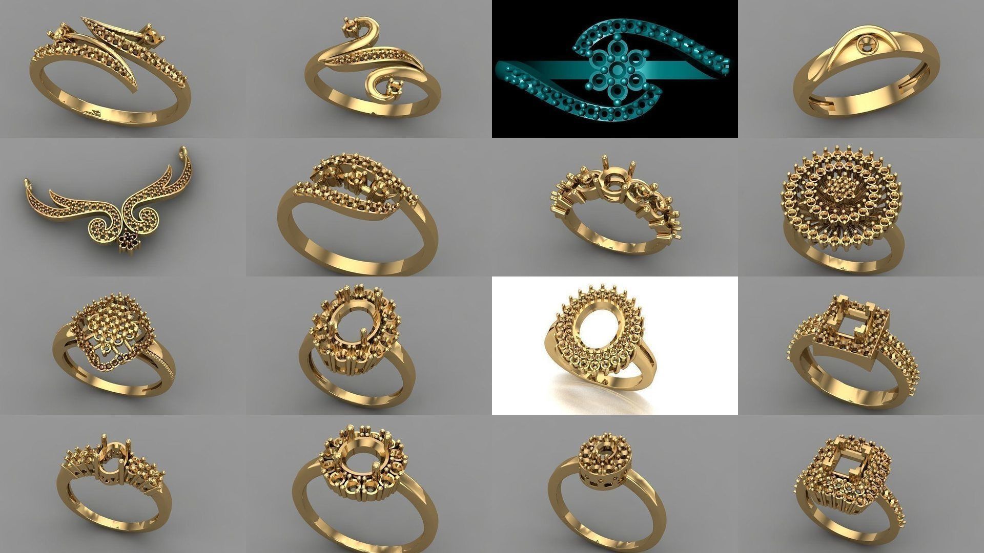 Wedding Engagement Women Rings 3D print model 3D Model Collection_5