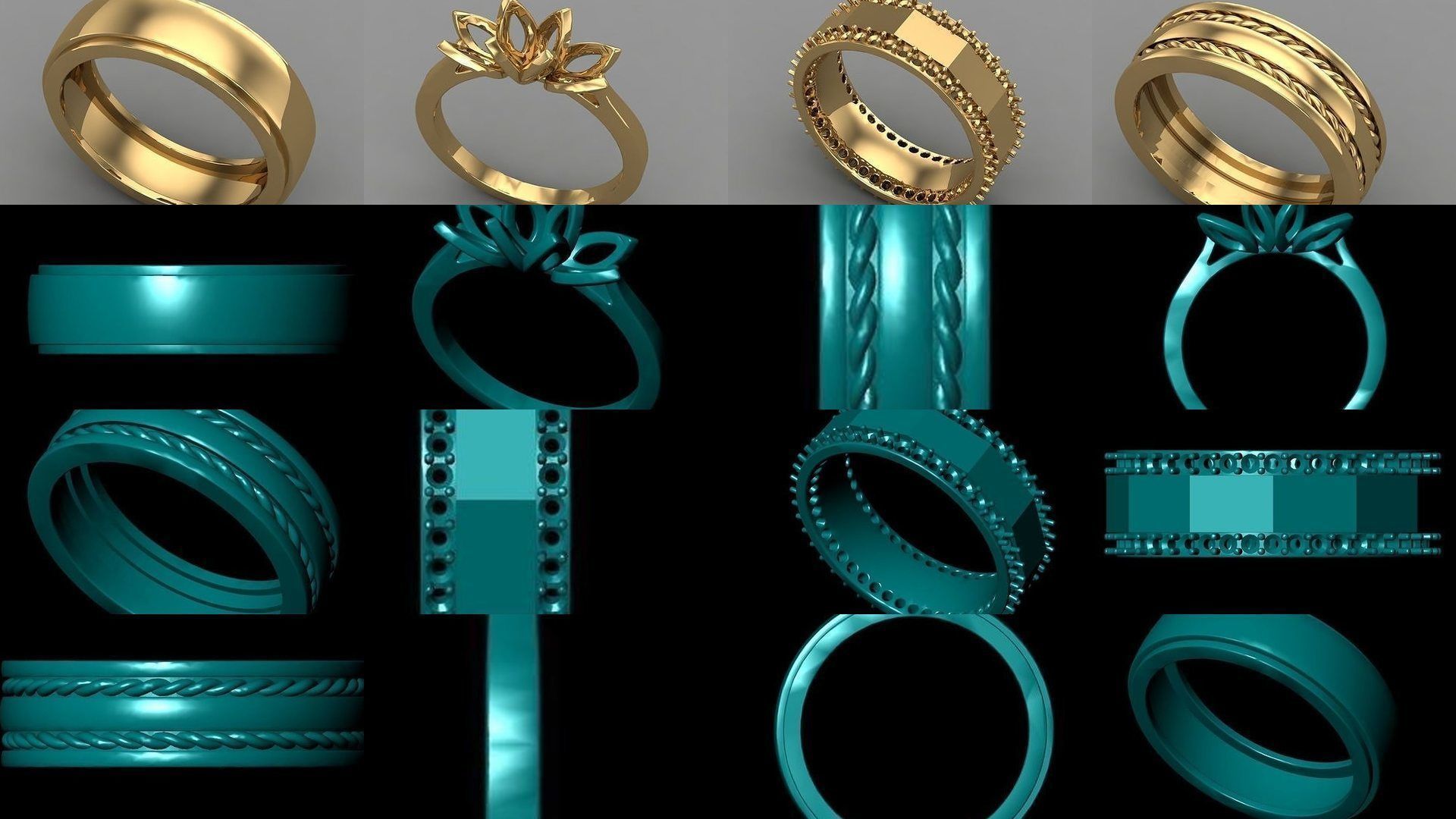 Wedding Engagement Women Rings 3D print model 3D Model Collection_11