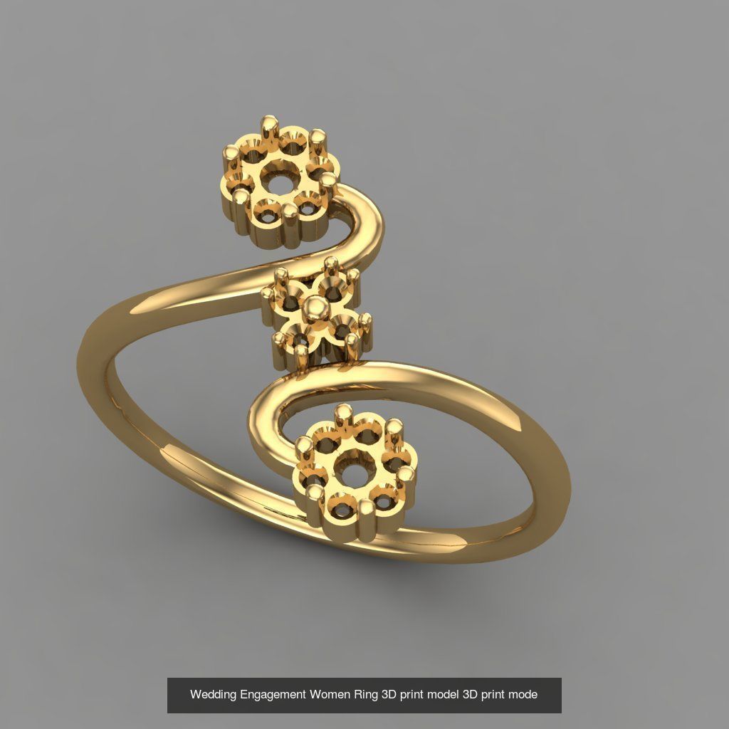 Wedding Engagement Women Rings 3D print model 3D Model Collection_23