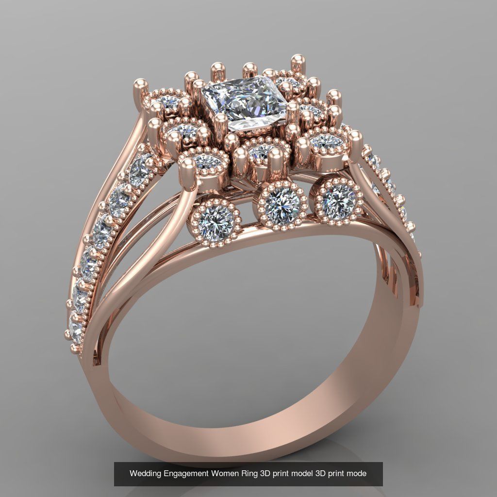 Wedding Engagement Women Rings 3D print model 3D Model Collection_51