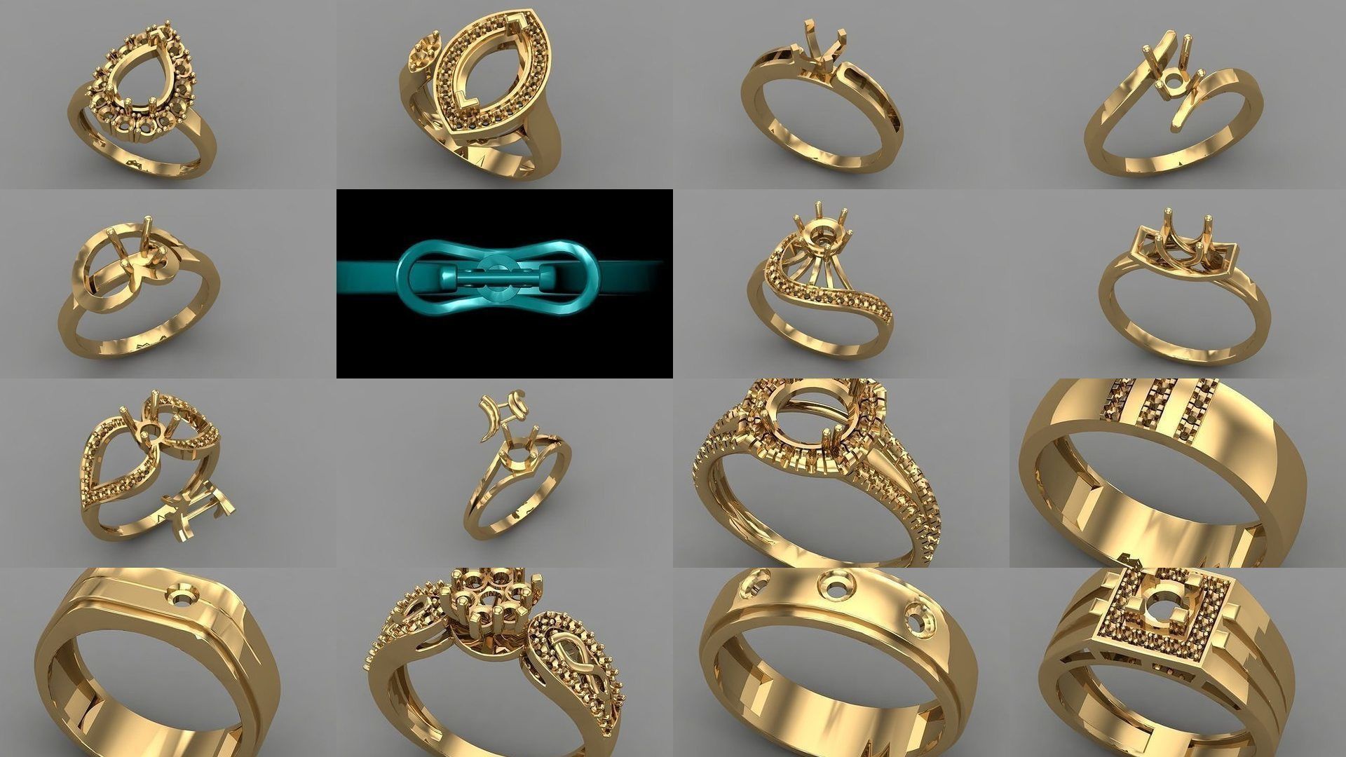 Wedding Engagement Women Rings 3D print model 3D Model Collection_7