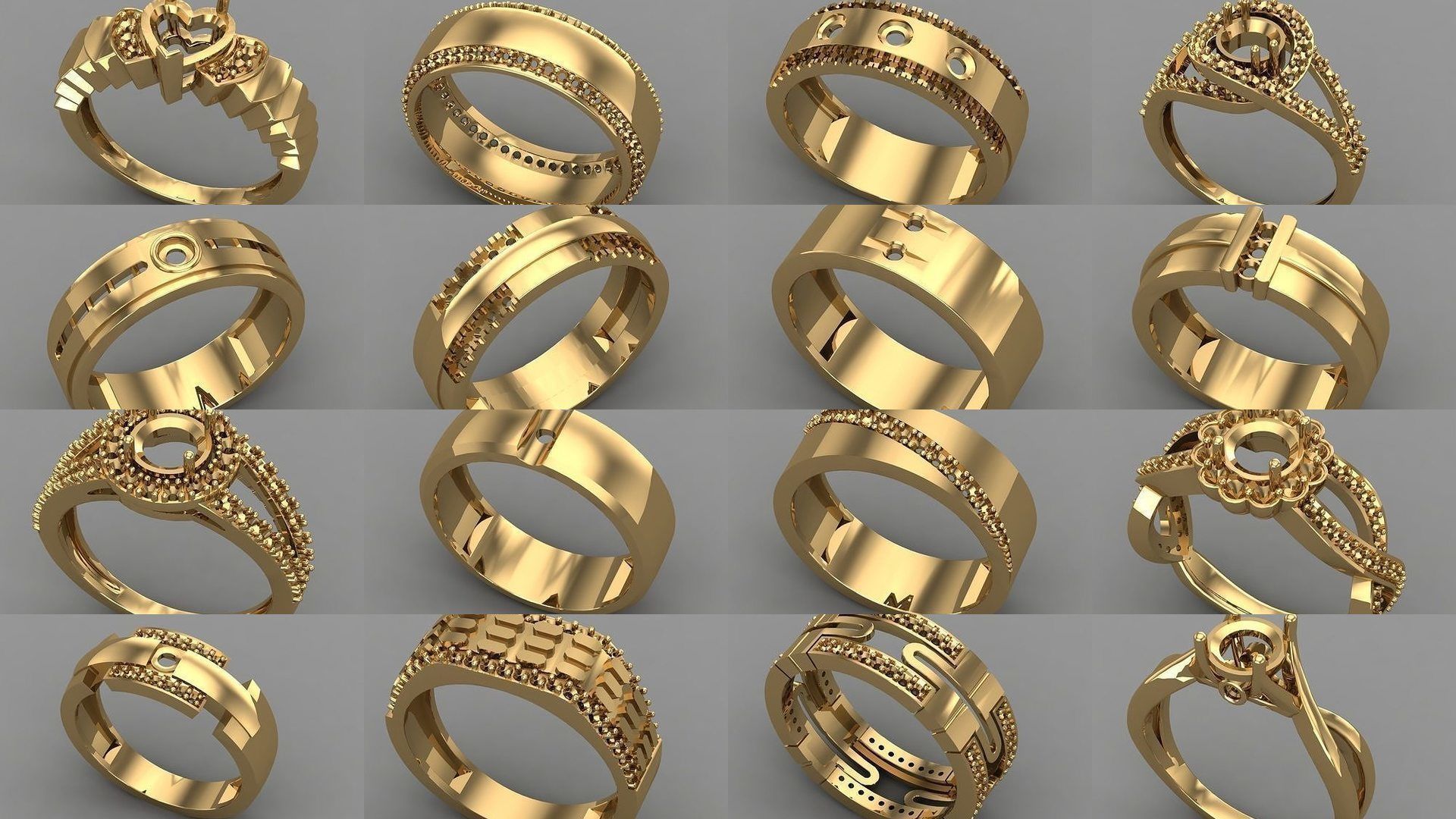 Wedding Engagement Women Rings 3D print model 3D Model Collection_9