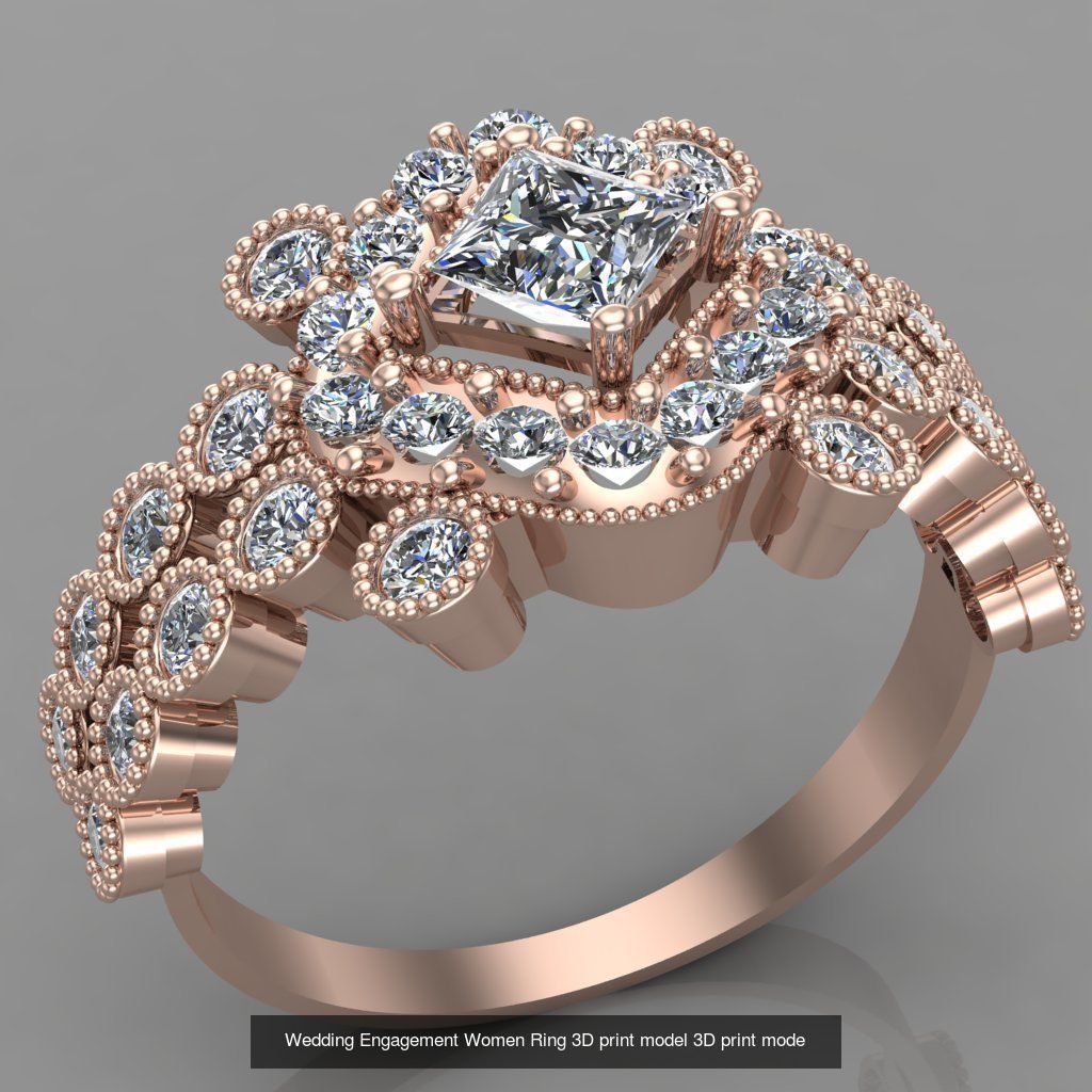 Wedding Engagement Women Rings 3D print model 3D Model Collection_53