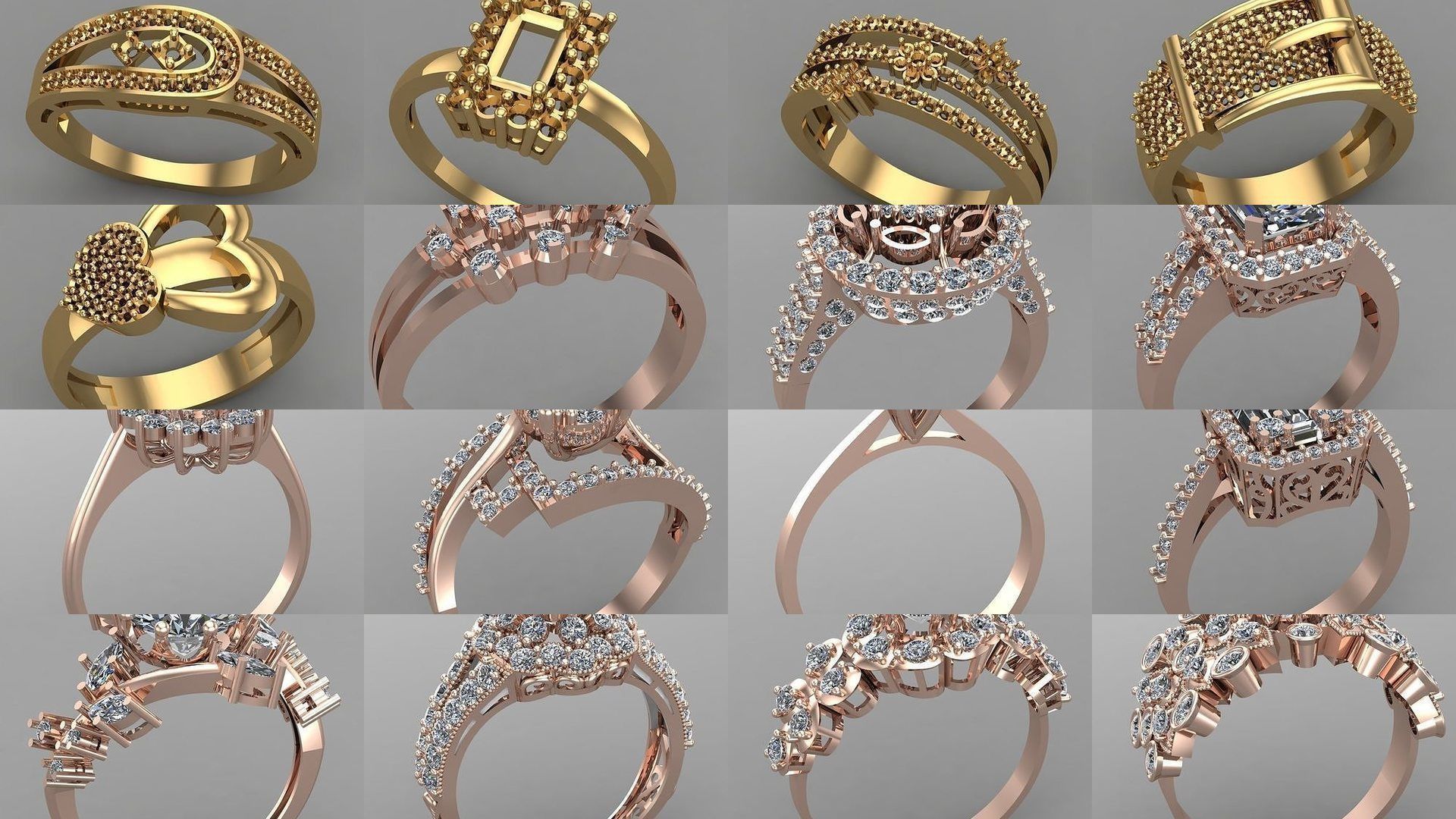 Wedding Engagement Women Rings 3D print model 3D Model Collection_1