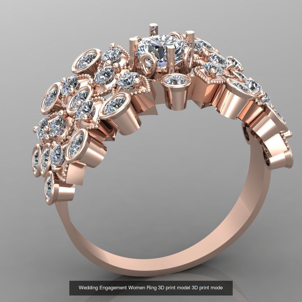Wedding Engagement Women Rings 3D print model 3D Model Collection_44
