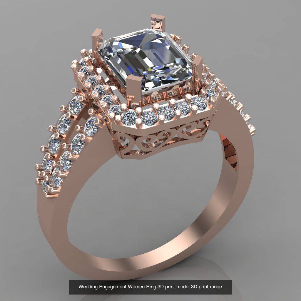 Wedding Engagement Women Rings 3D print model 3D Model Collection_36