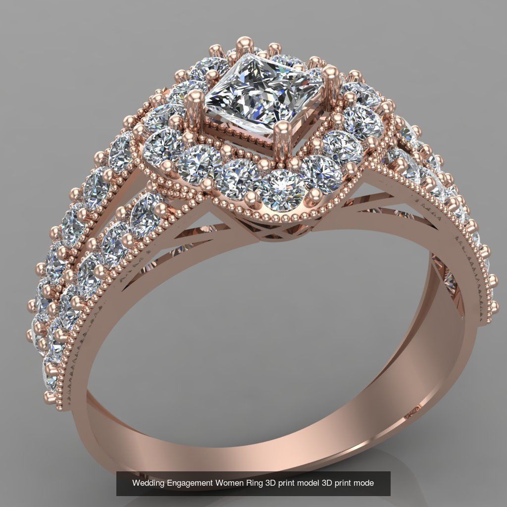 Wedding Engagement Women Rings 3D print model 3D Model Collection_52