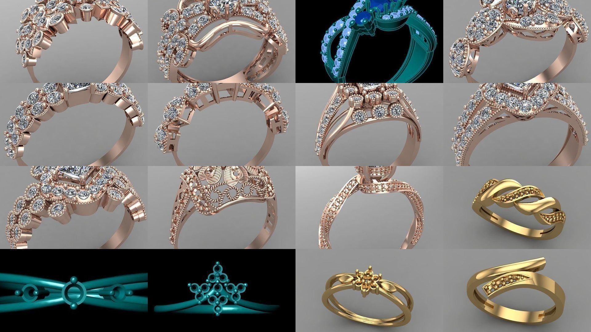 Wedding Engagement Women Rings 3D print model 3D Model Collection_3