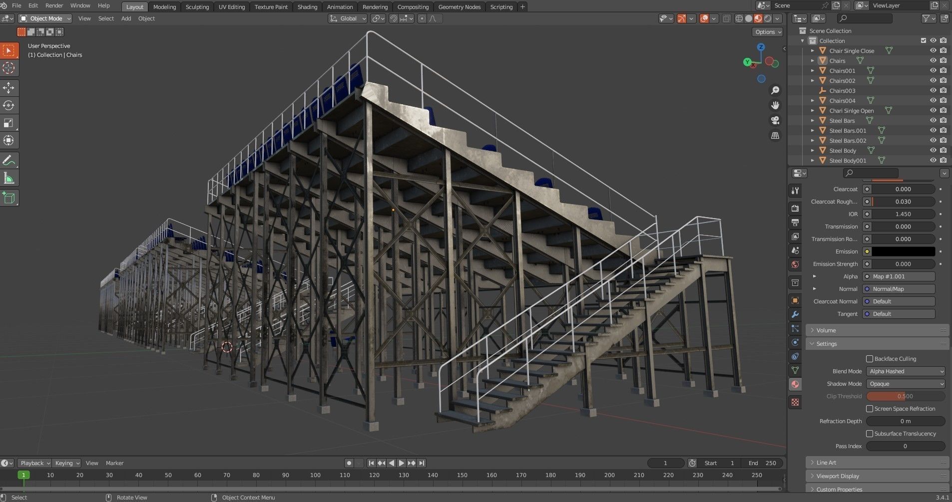 Audience  Stands  Pack Low-poly 3D model_13
