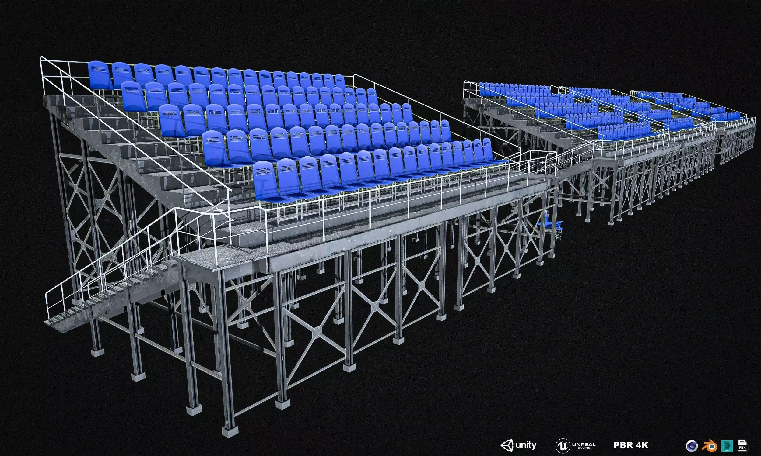 Audience  Stands  Pack Low-poly 3D model_0
