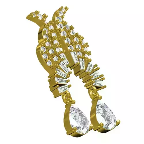 Pear Cut Diamond Drop and Dangle Stud Earring