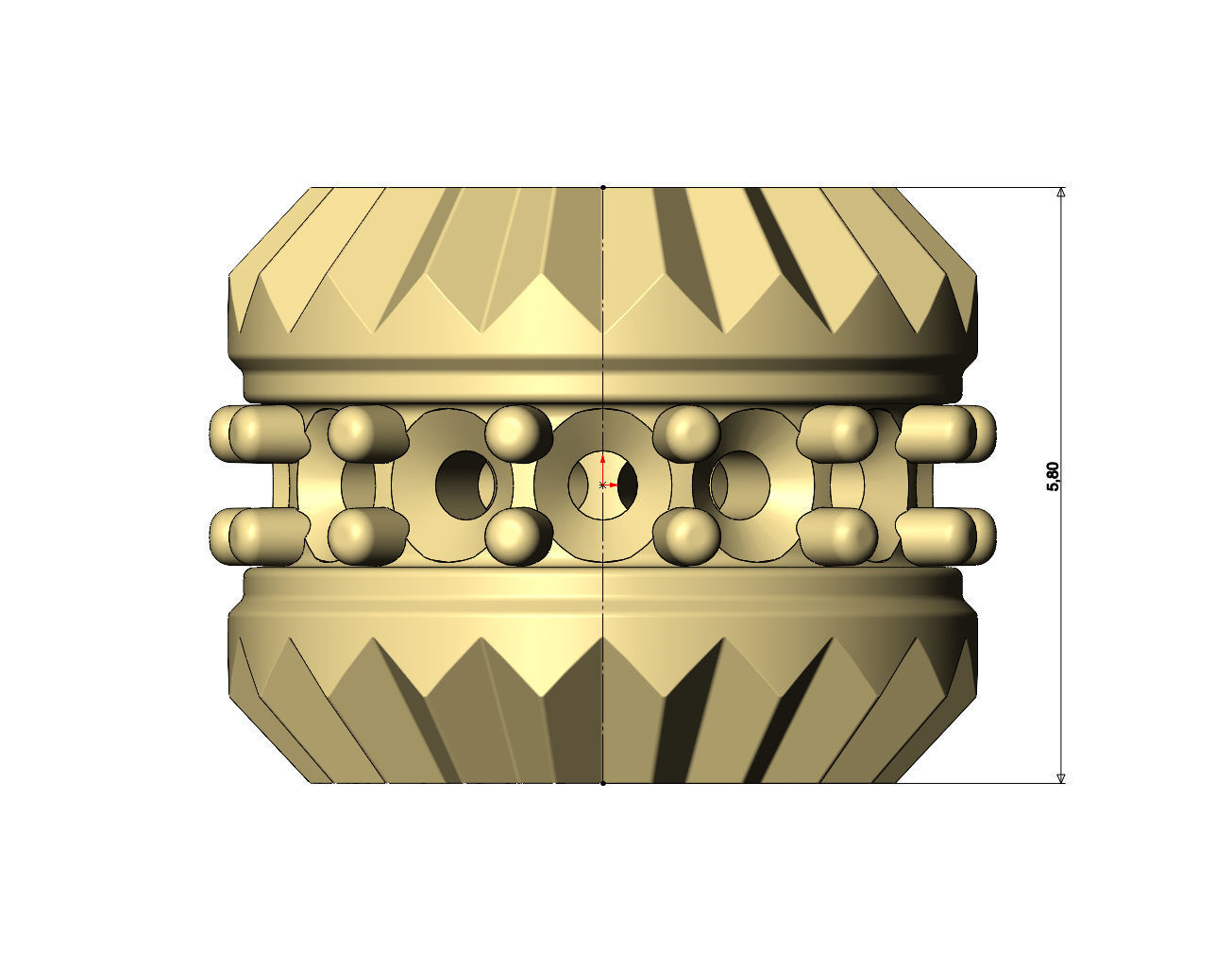 Diamond fluted bezel bead and bracelet charm 3D print model_7