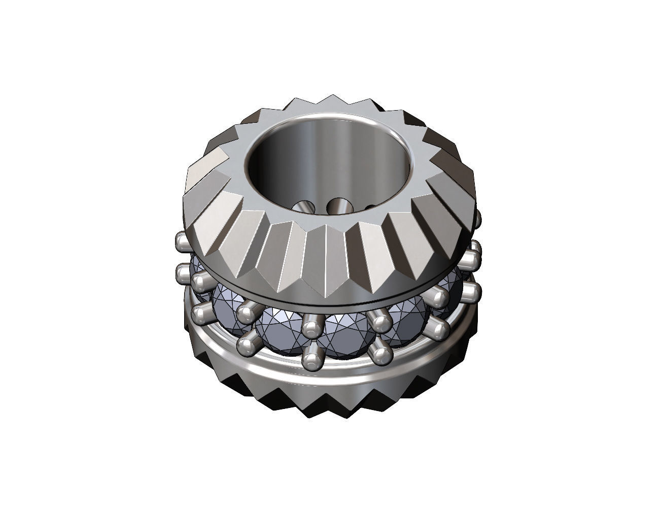 Diamond fluted bezel bead and bracelet charm 3D print model_9