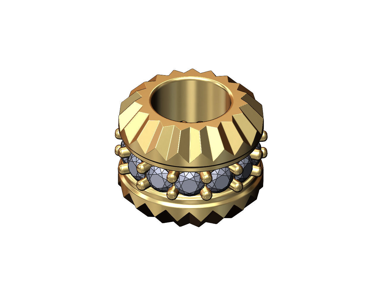 Diamond fluted bezel bead and bracelet charm 3D print model_2