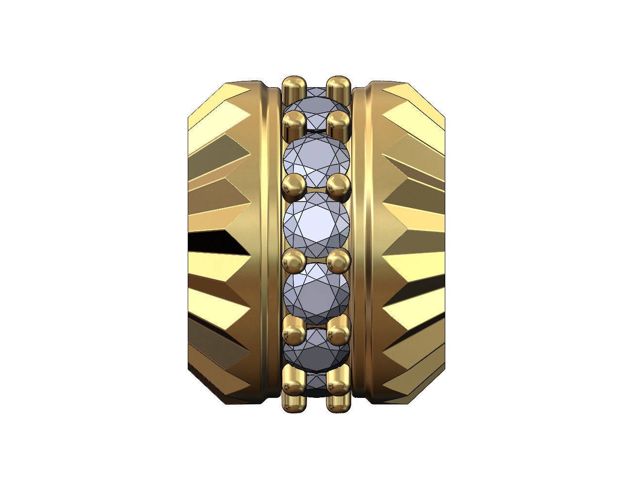 Diamond fluted bezel bead and bracelet charm 3D print model_1