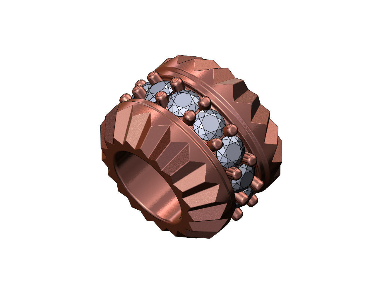 Diamond fluted bezel bead and bracelet charm 3D print model_13