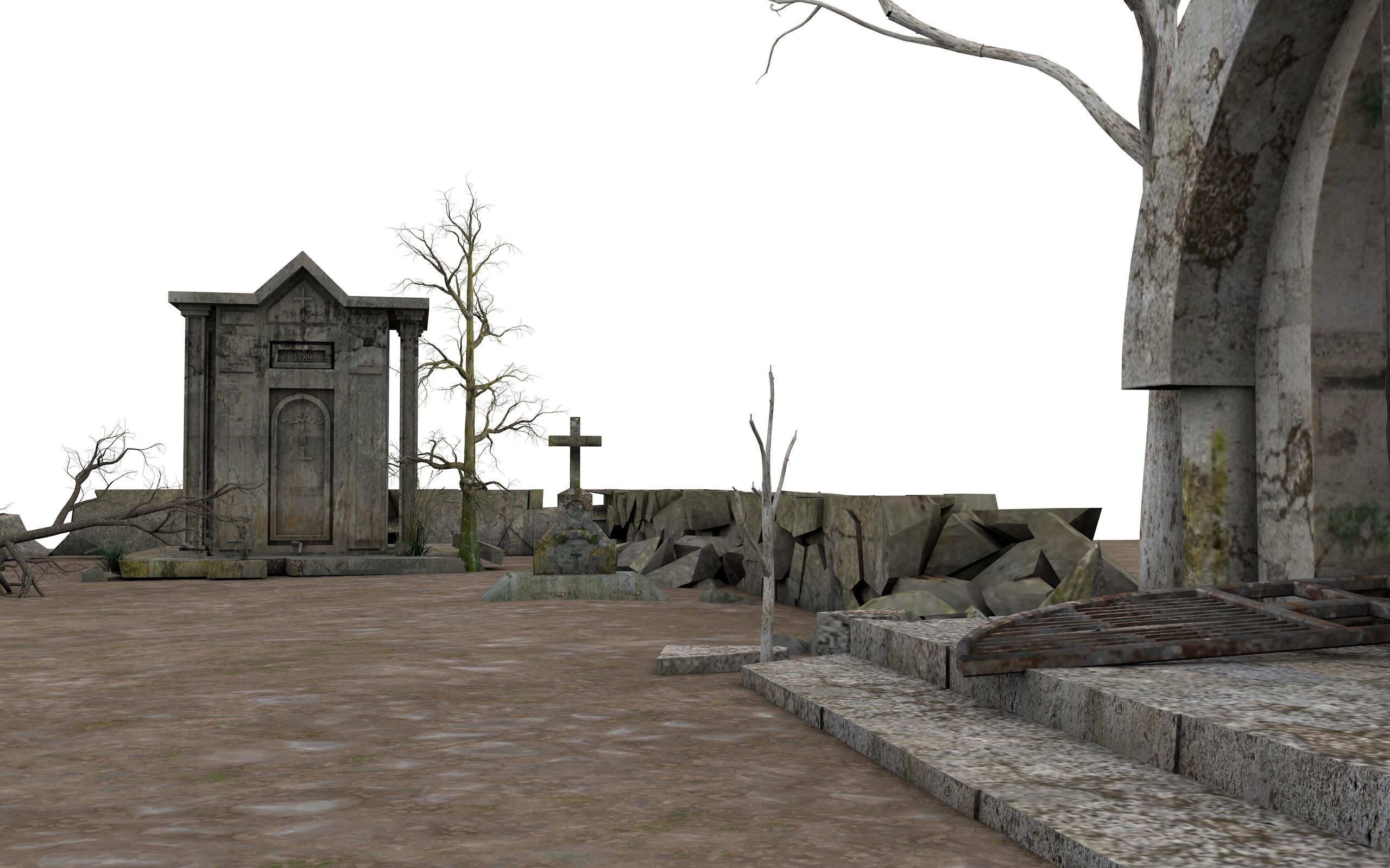 Cemetery Pack 3D model_6