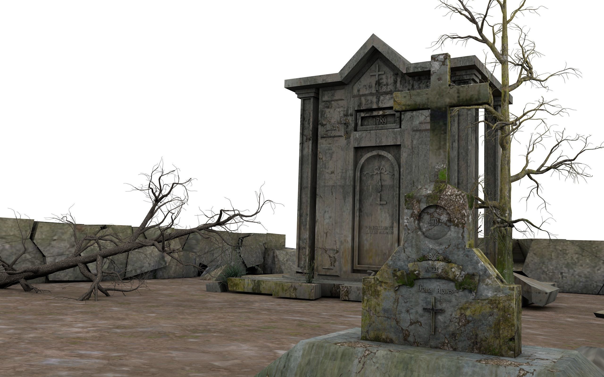 Cemetery Pack 3D model_12