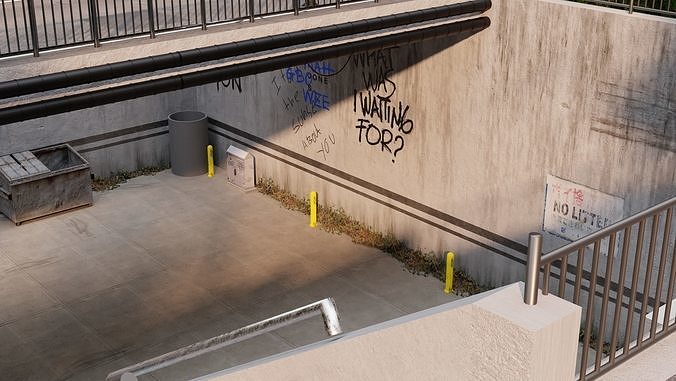 Urban Under Bridge Scene 3D Blend Textured FBX OBJ MTL Files 3D model 4