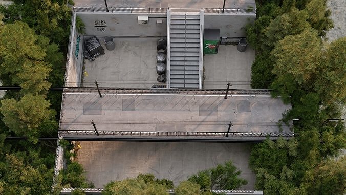Urban Under Bridge Scene 3D Blend Textured FBX OBJ MTL Files 3D model 7