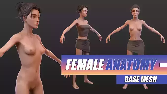Base Mesh Slave Female Stylized Low-poly 3D model