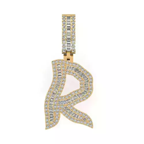 R ALPHABET HIP-HOP PENDANT