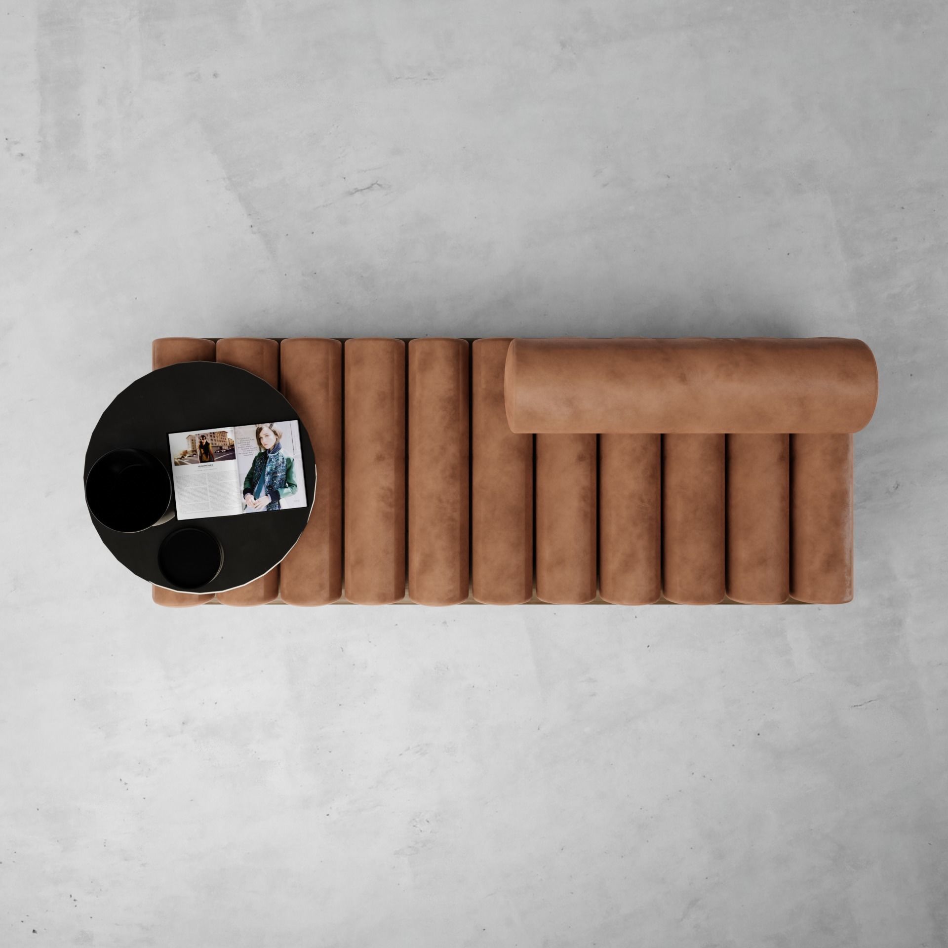 Roll pillow couch  3D model_1