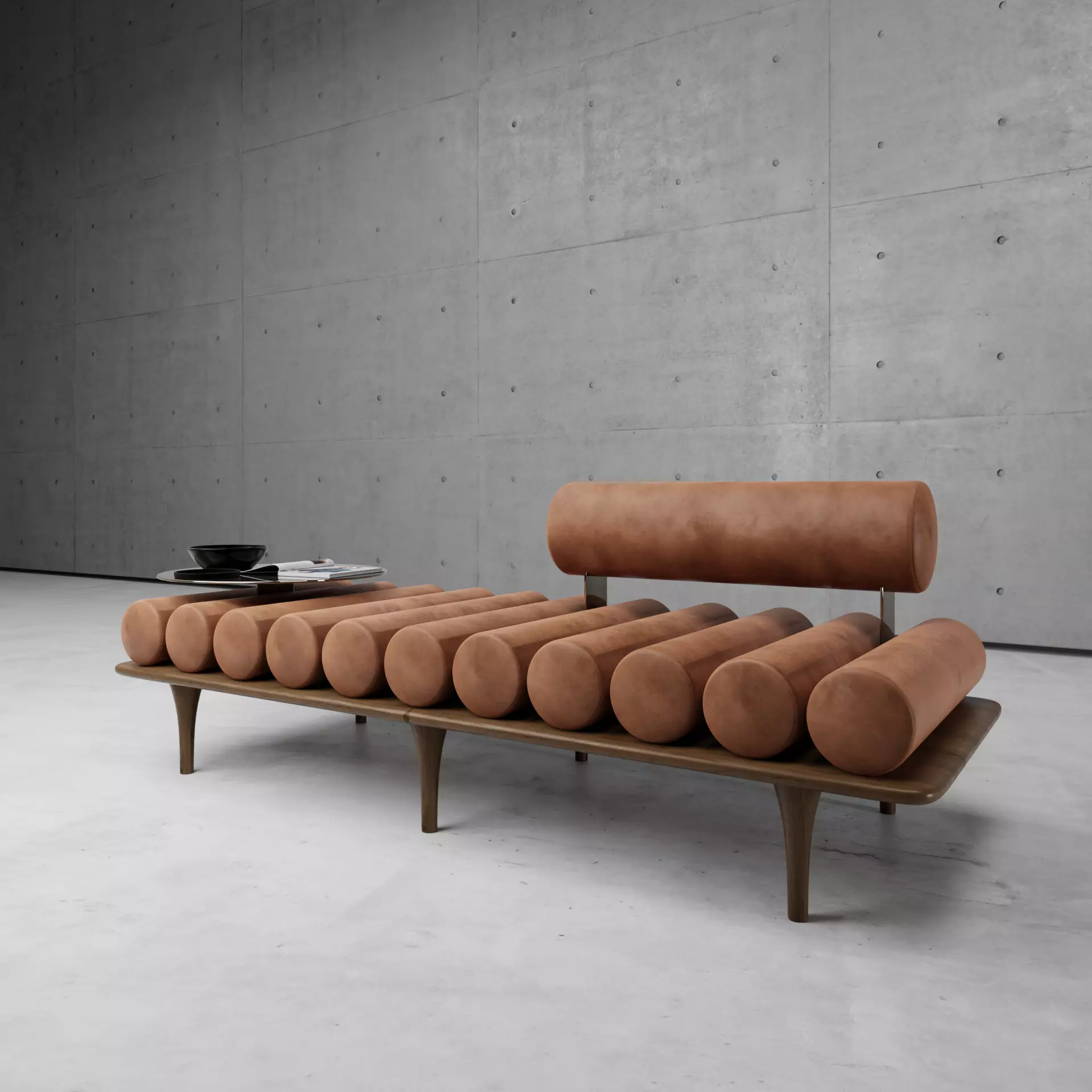 Roll pillow couch  3D model_0