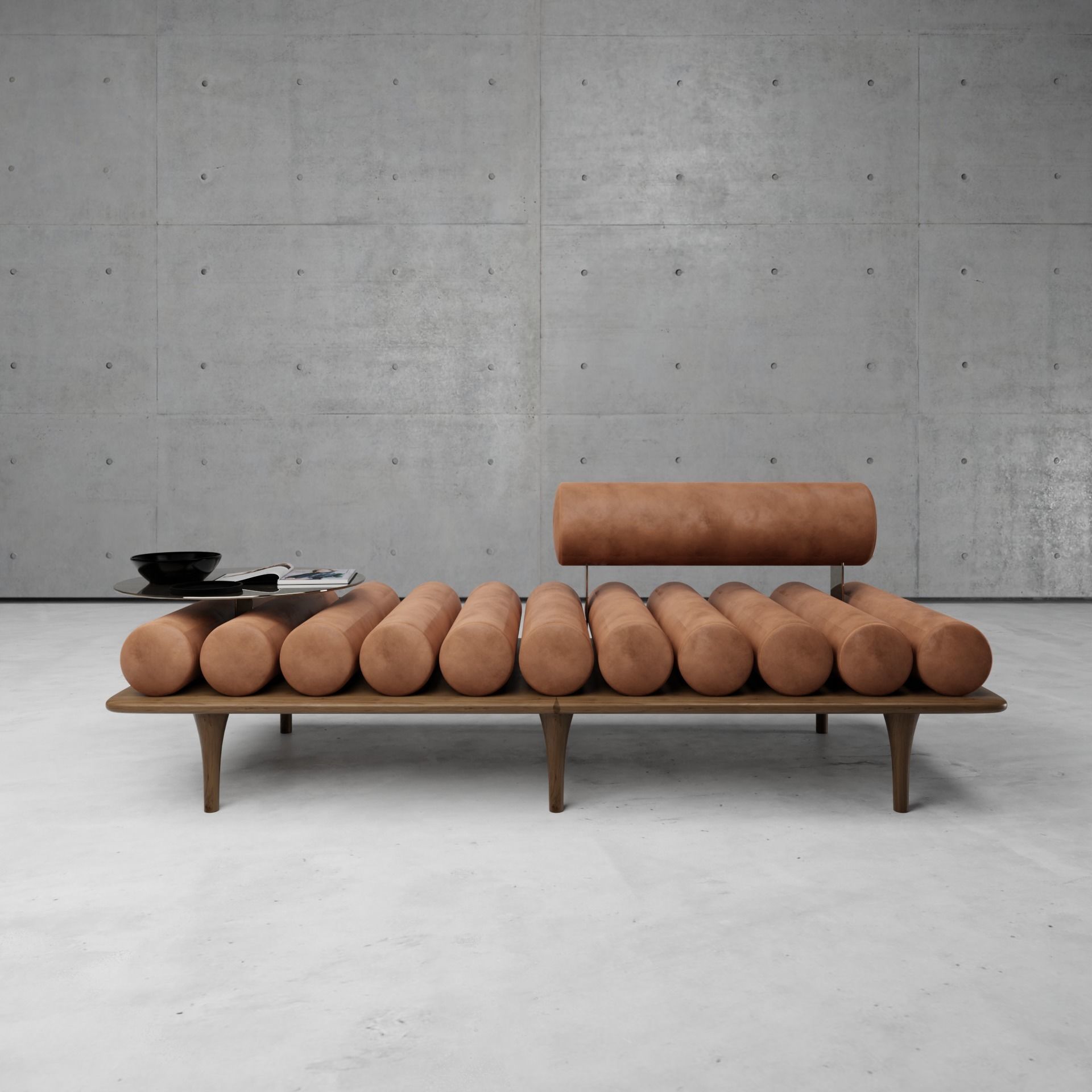 Roll pillow couch  3D model_2