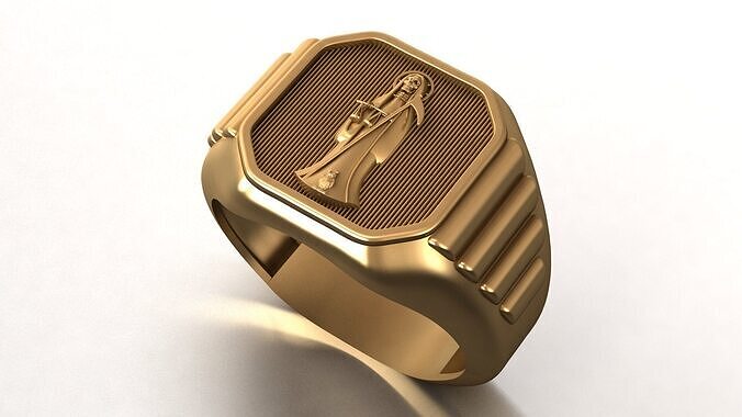 Holy Death Ring Mens Style Santa Muerte Gothic Gents Ring 3D print model