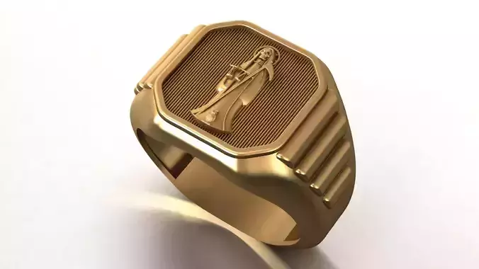 Holy Death Ring Mens Style Santa Muerte Gothic Gents Ring 3D print model