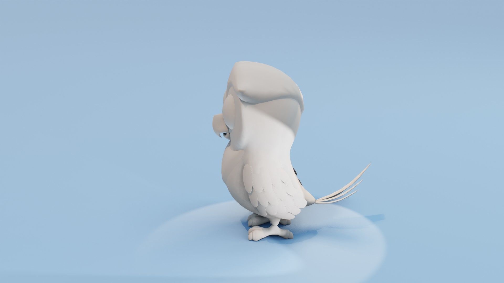 Cartoon Owl Animated and Rigged Base Mesh 3D Model Low-poly 3D model_4