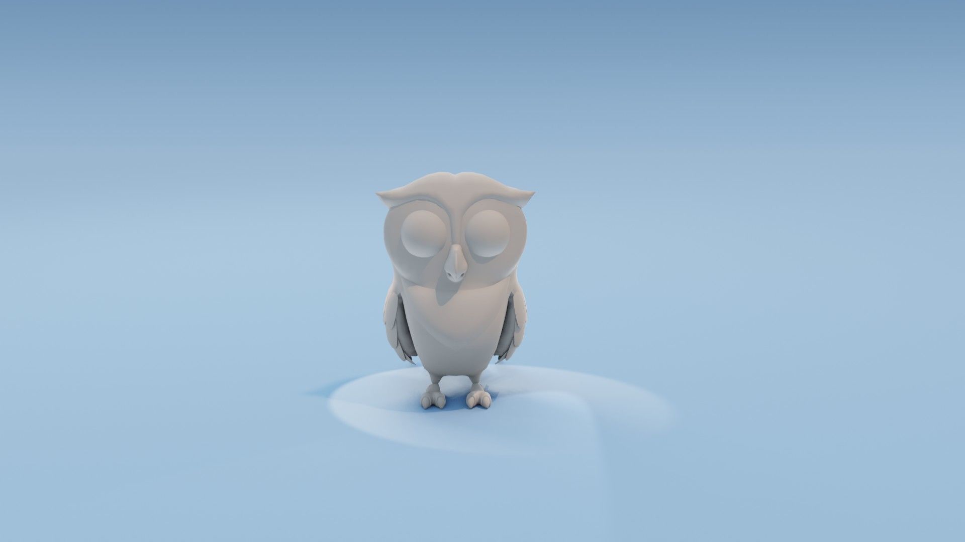 Cartoon Owl Animated and Rigged Base Mesh 3D Model Low-poly 3D model_3