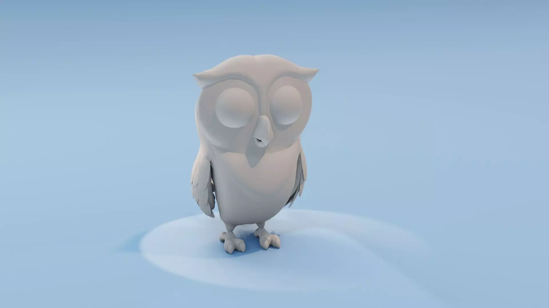 Cartoon Owl Animated and Rigged Base Mesh 3D Model Low-poly 3D model_0