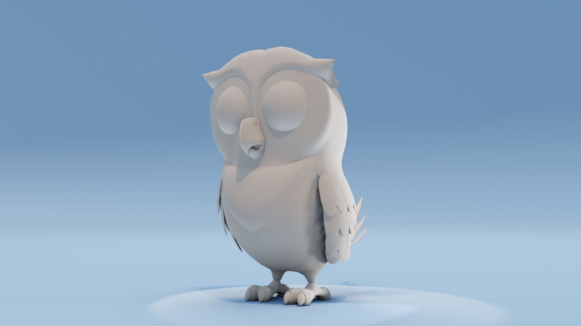 Cartoon Owl Animated and Rigged Base Mesh 3D Model Low-poly 3D model_6