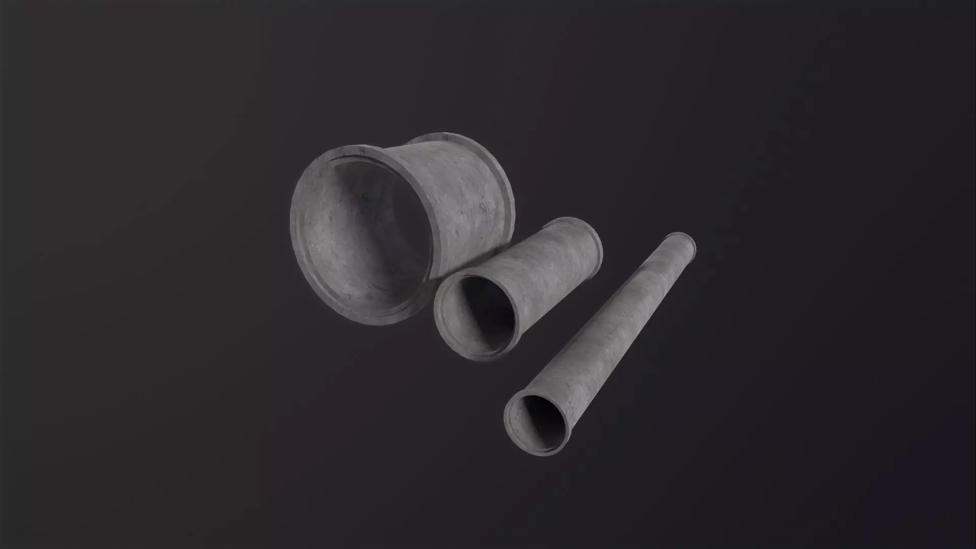 Concrete industrial pipes 3D Model Low-poly 3D model