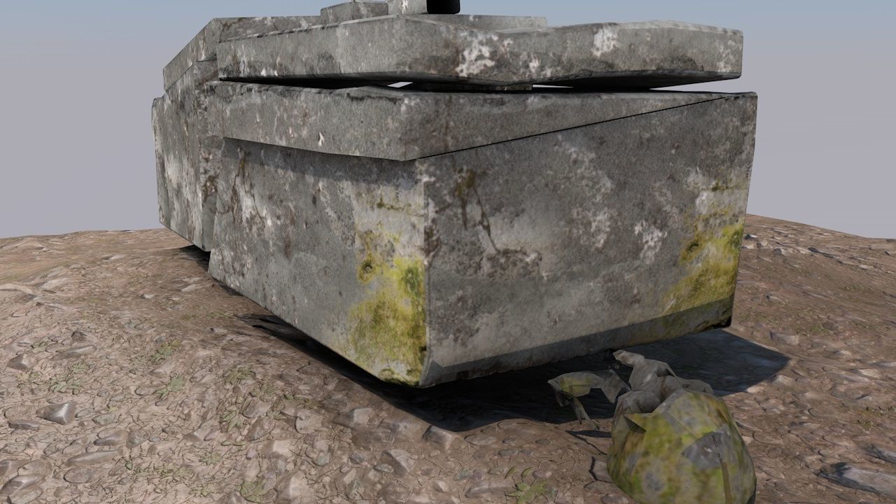 Cemetery  Low-poly 3D model_4