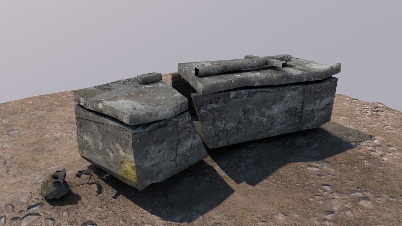 Cemetery  Low-poly 3D model_1