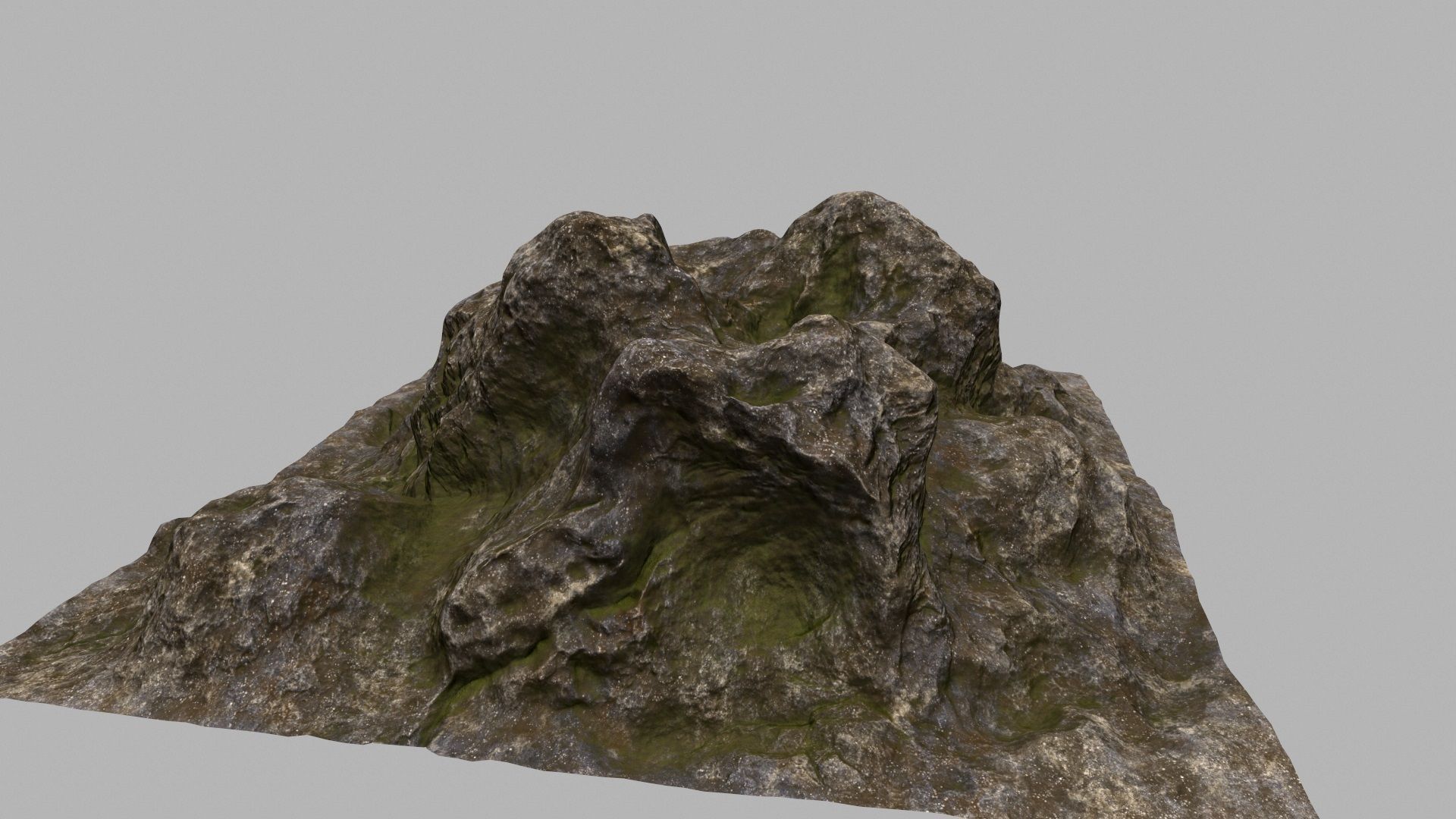 Rock mountain with grass and rocks 3D model_9