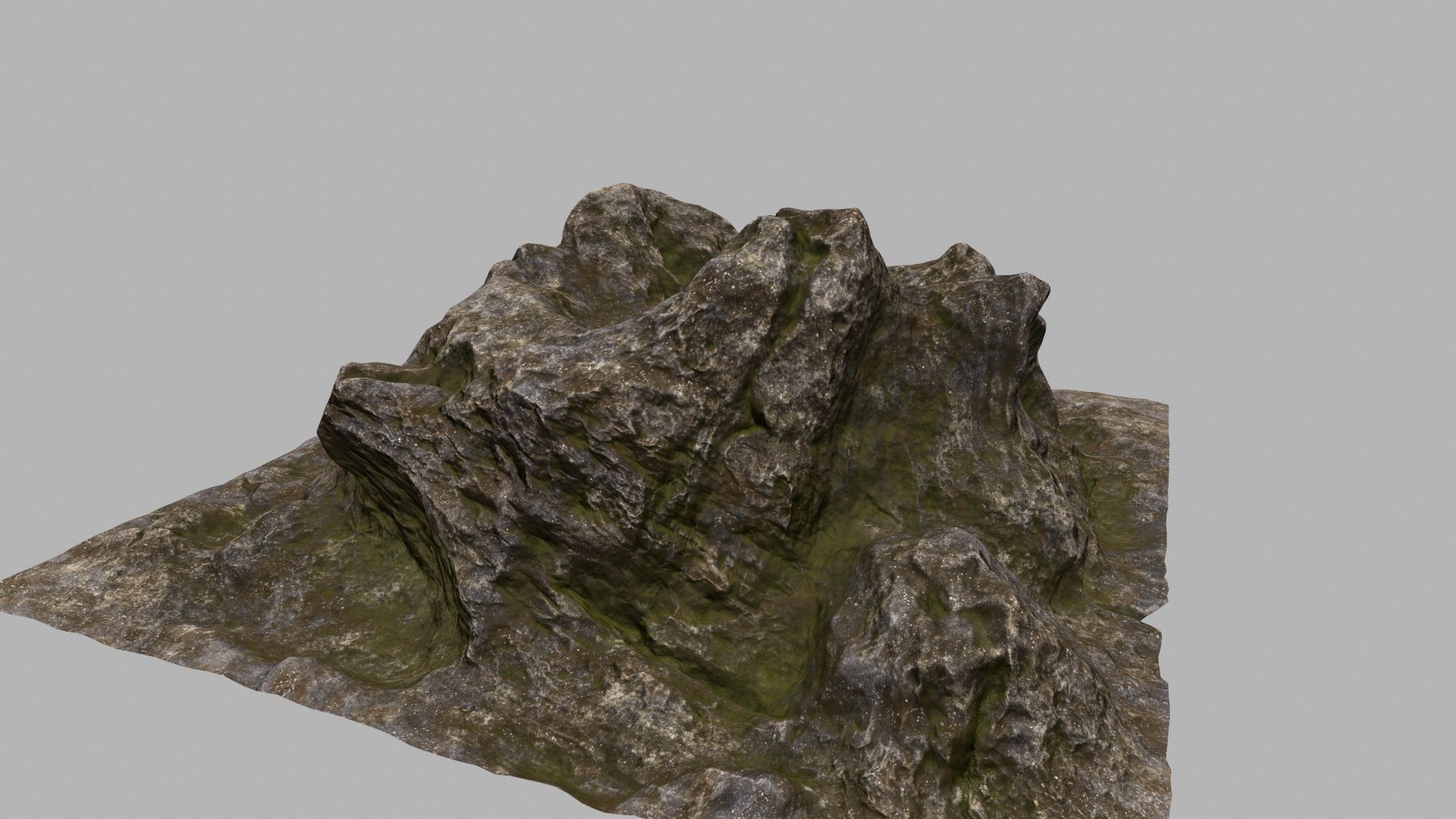 Rock mountain with grass and rocks 3D model_10