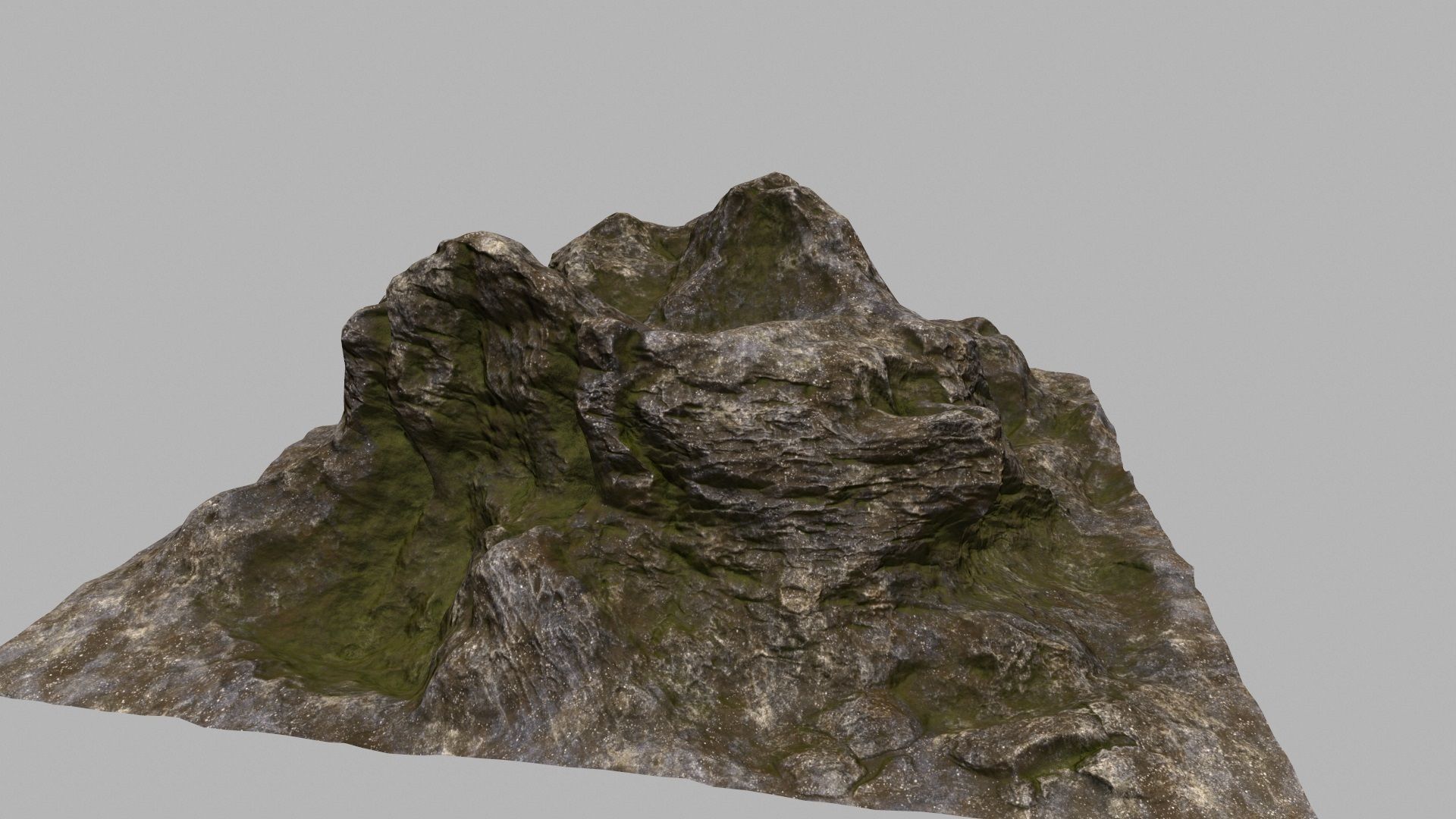 Rock mountain with grass and rocks 3D model_3