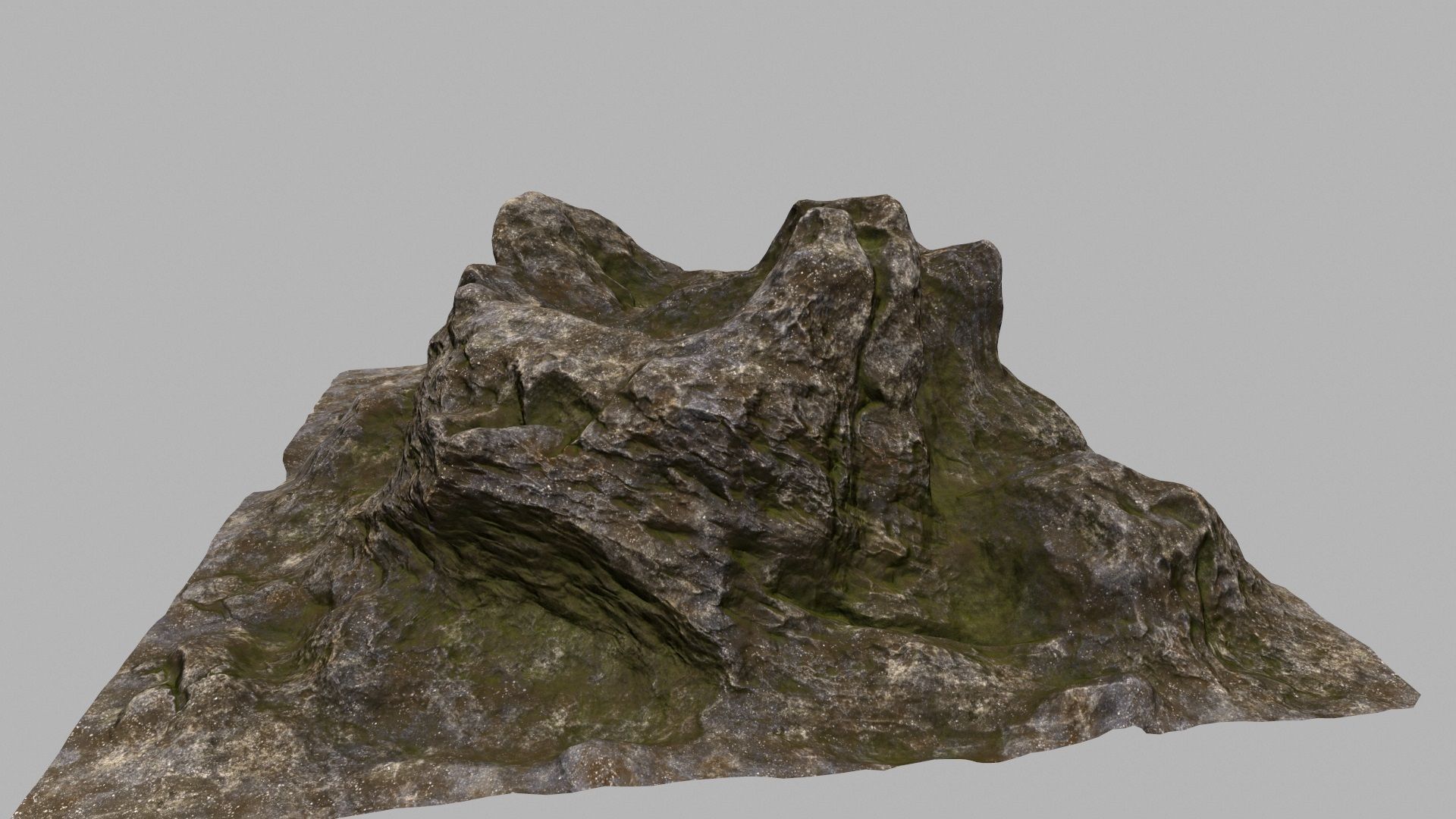 Rock mountain with grass and rocks 3D model_1