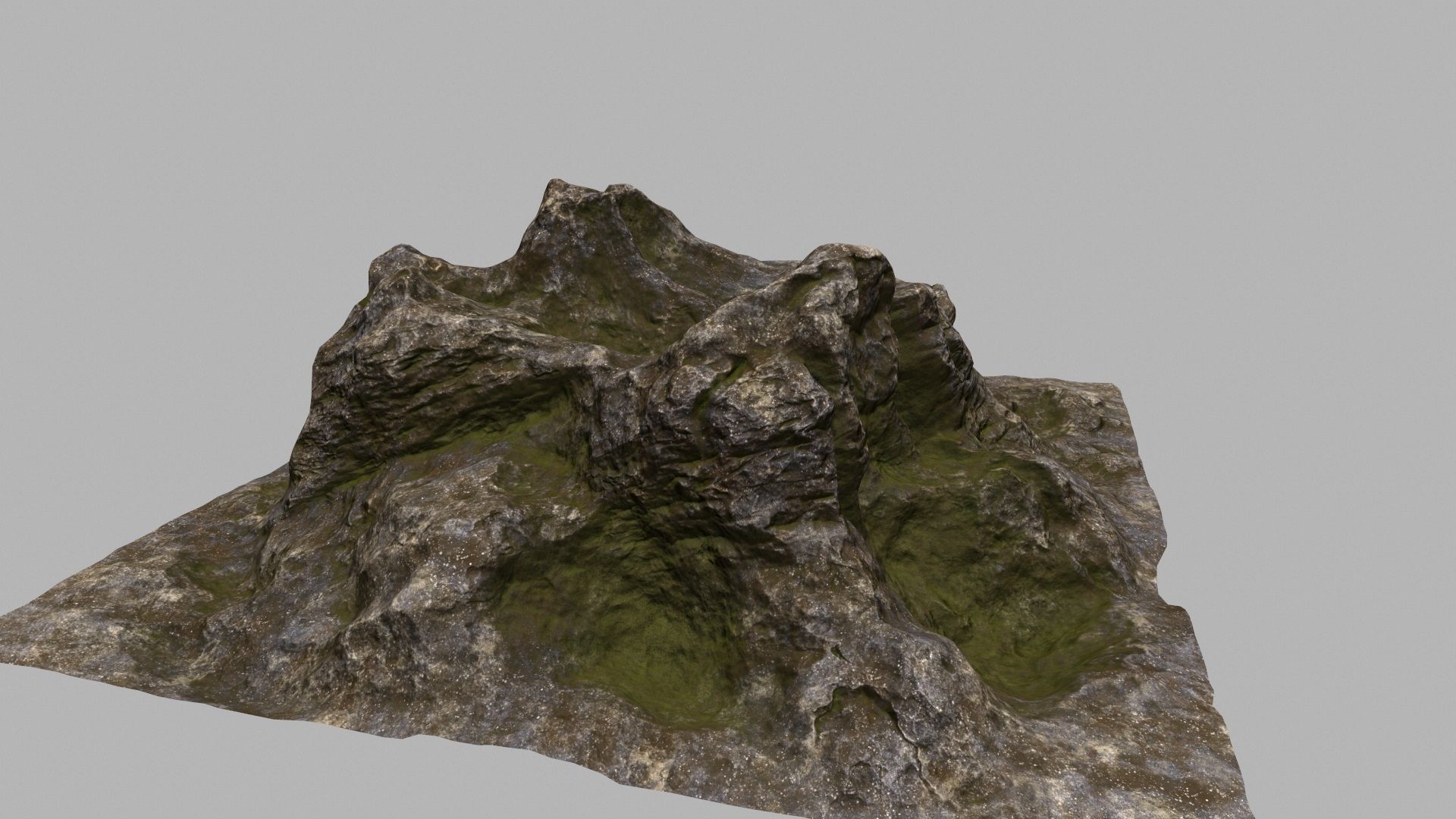 Rock mountain with grass and rocks 3D model_5