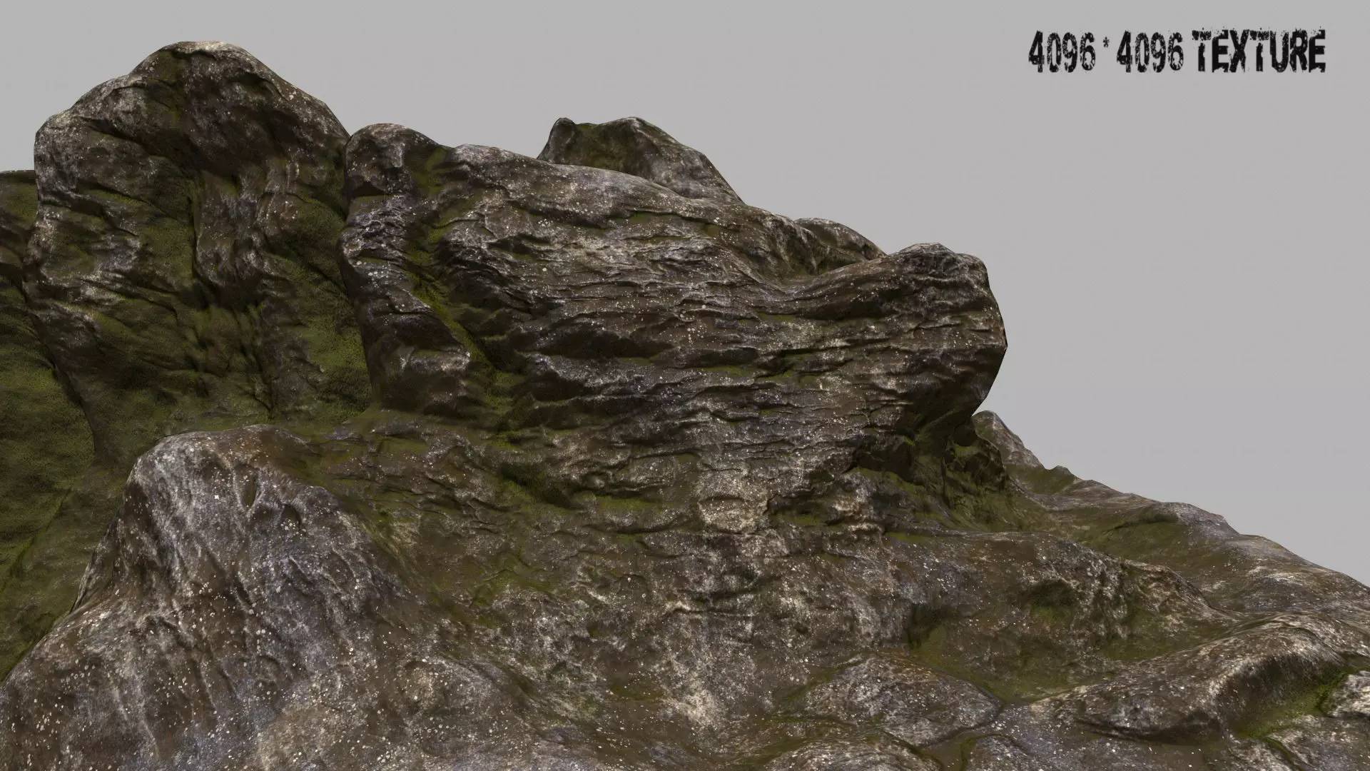 Rock mountain with grass and rocks 3D model_0