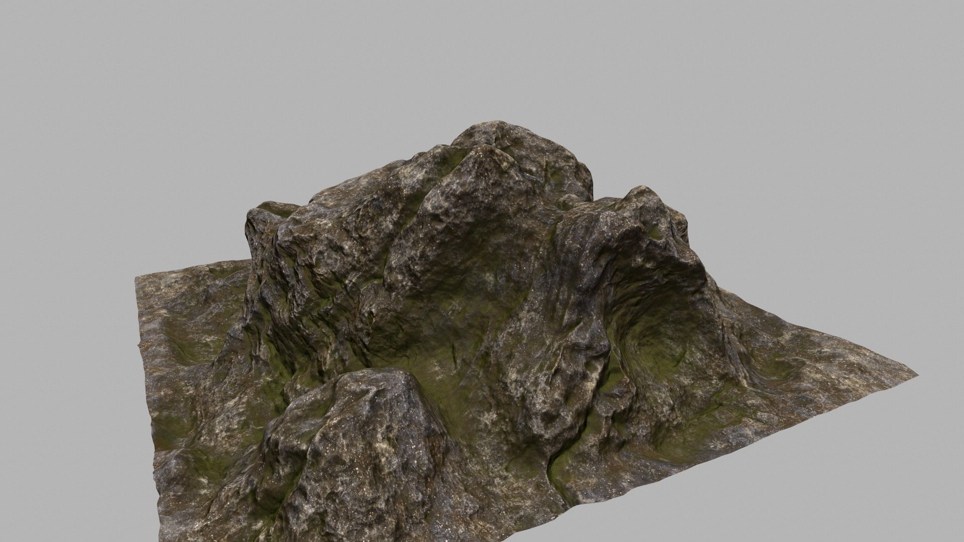 Rock mountain with grass and rocks 3D model_11